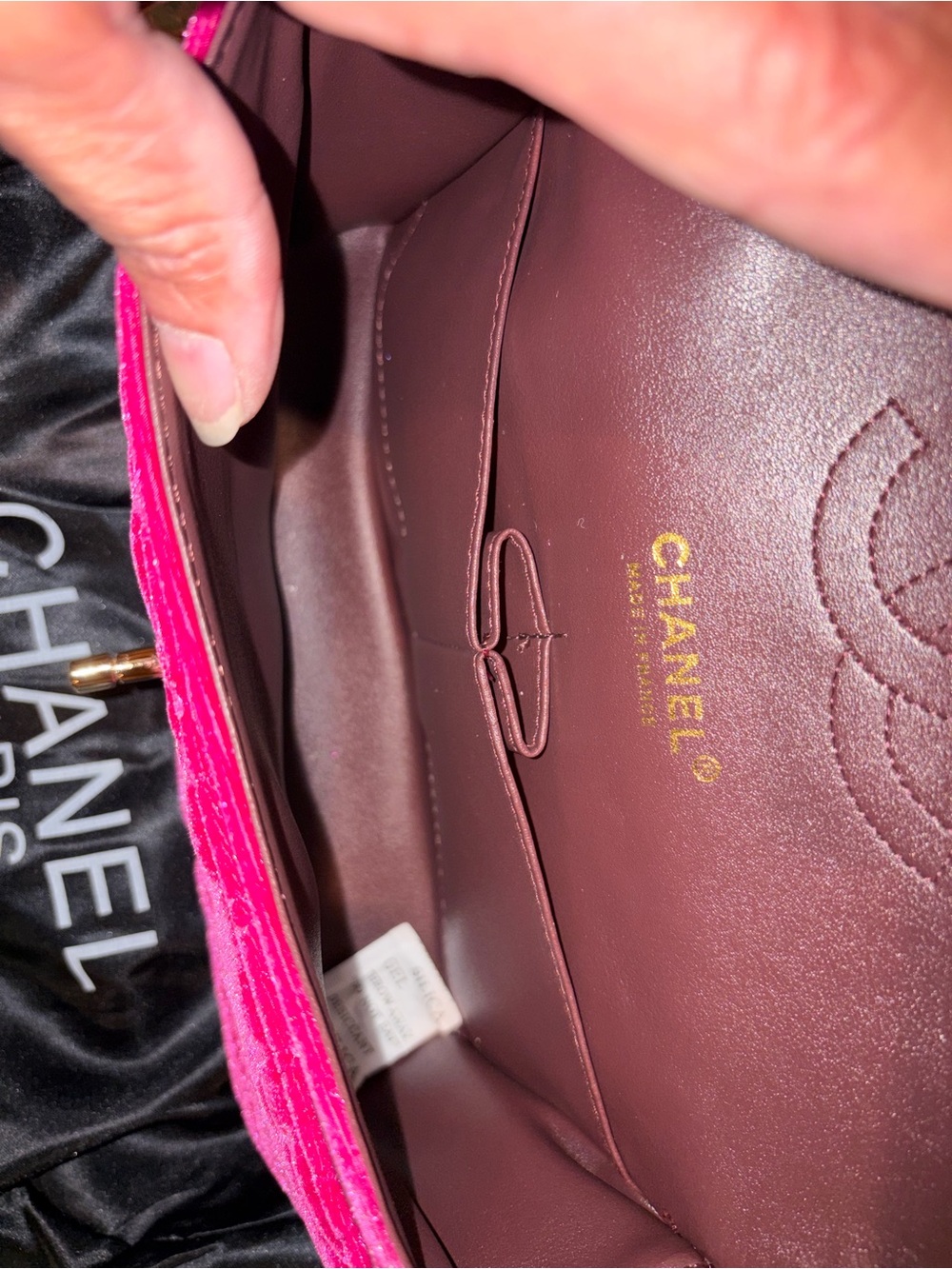 Fuchsia more of the pink side Velvet Quilted Camillas Shoulder Bag - Picture 12 of 12